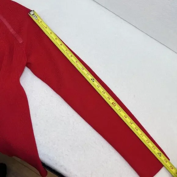 Pendleton full zip leather trim merino wool blend red sweater womens sz S TALL - Picture 11 of 12